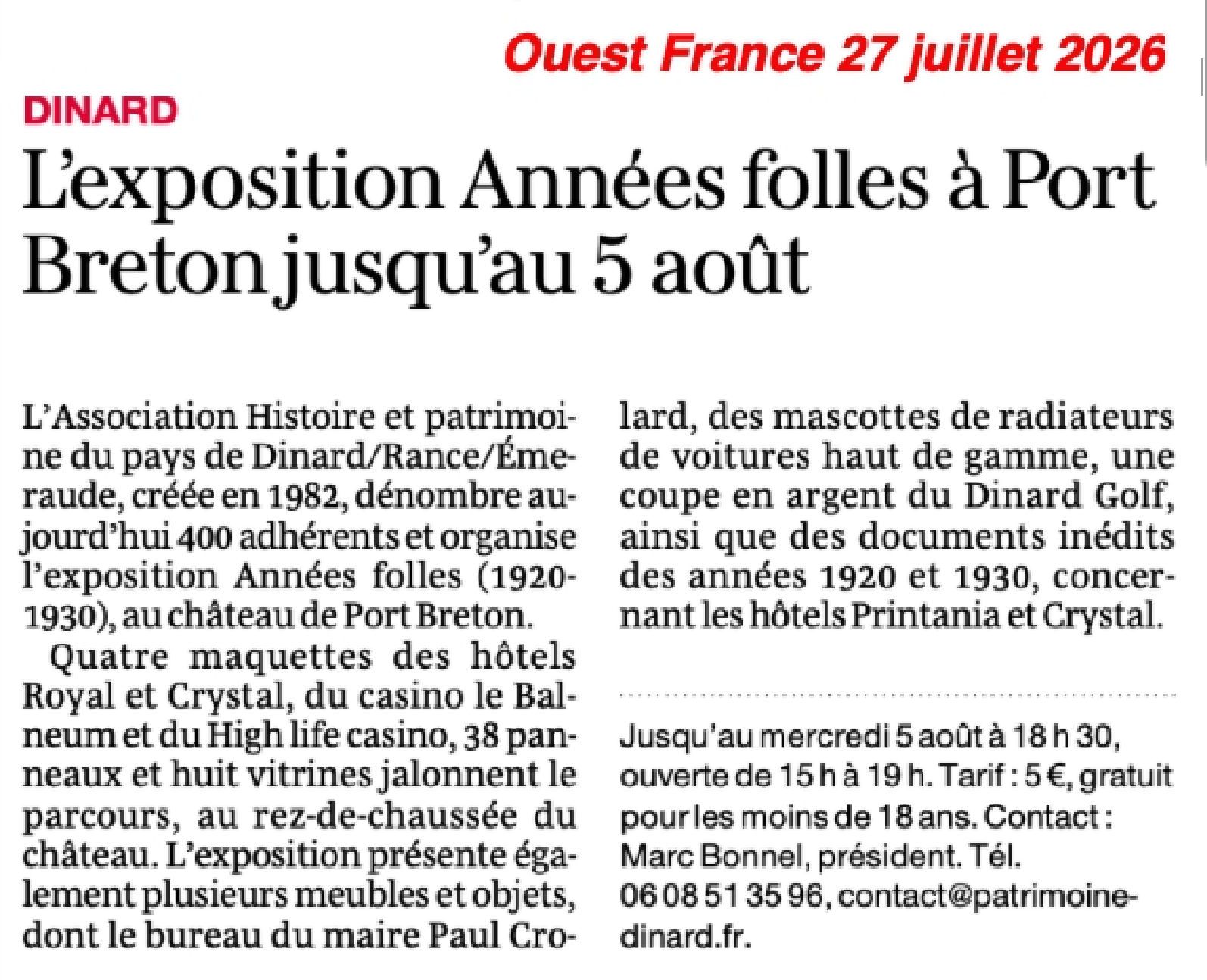 Actualités de l'association